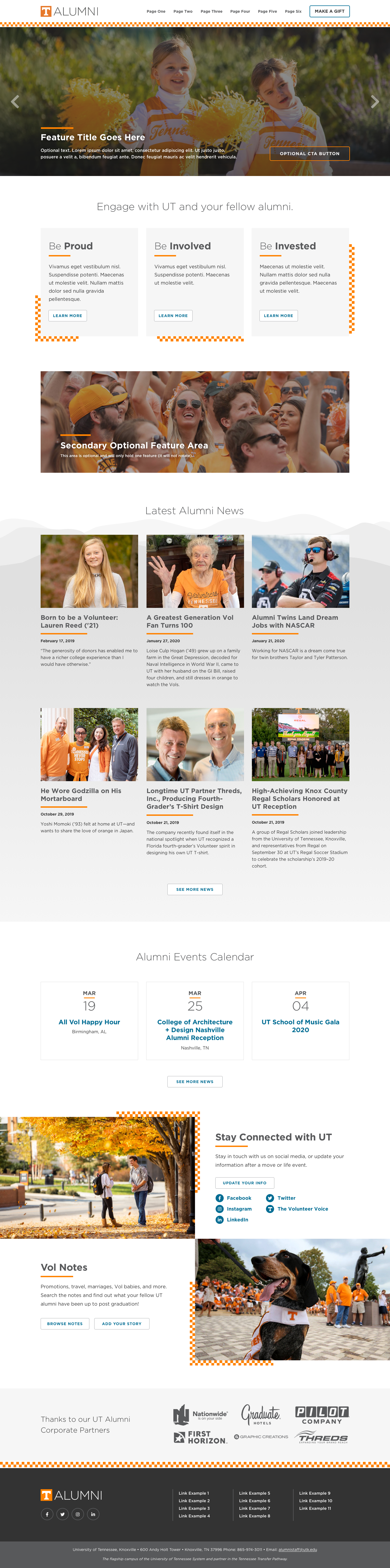 Initial Concept A from the University of Tennessee Alumni Association Redesign