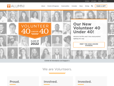 Screenshot of the University of Tennessee Alumni Homepage